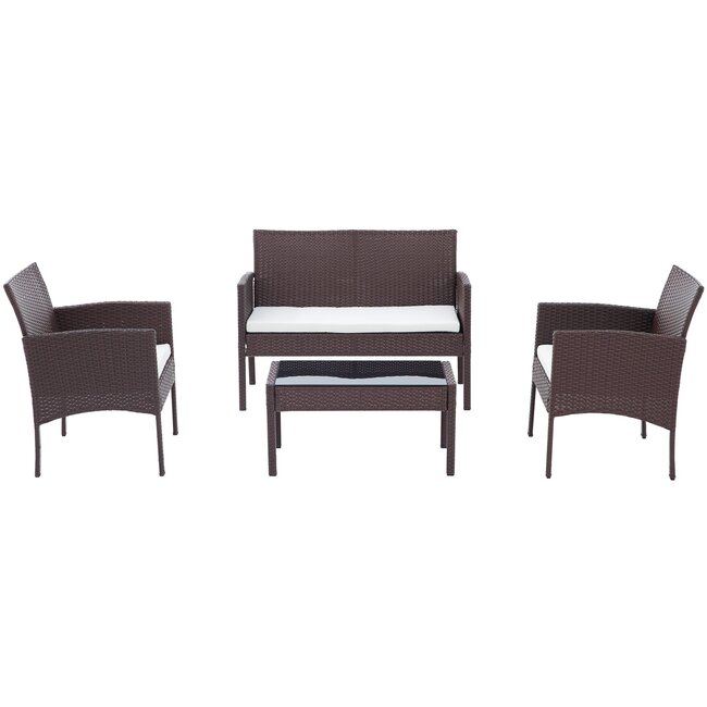 4-teilige Gartenmöbel-Set aus wetterfestem PE-Rattan