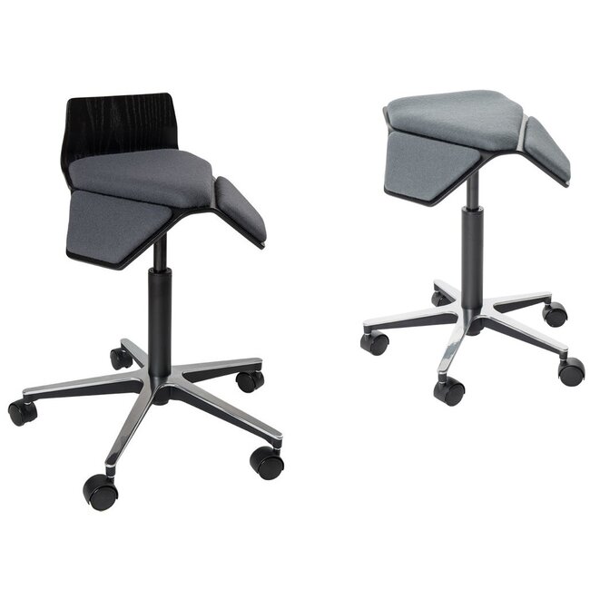 ILOA+ | Hocker Rollhocker | Sattelhocker -  Sitzschale Schwarz