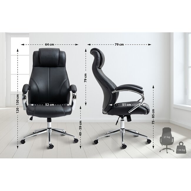 Bürostuhl Salford Echtleder – ergonomischer Drehstuhl mit Wippfunktion