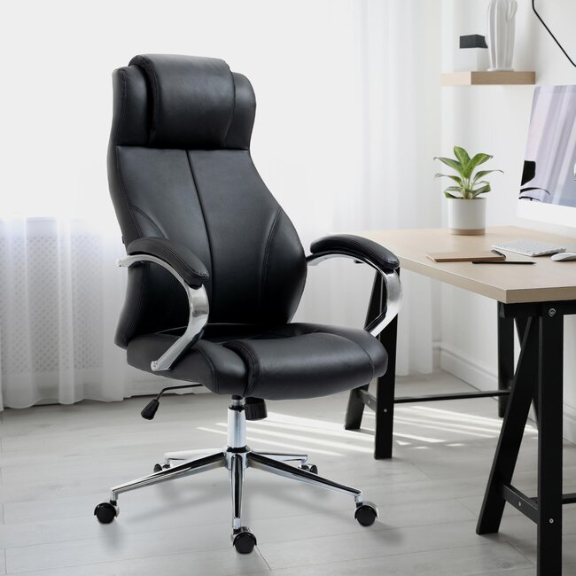 Bürostuhl Salford Echtleder – ergonomischer Drehstuhl mit Wippfunktion