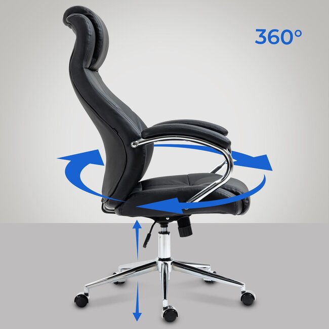 Bürostuhl Salford Echtleder – ergonomischer Drehstuhl mit Wippfunktion