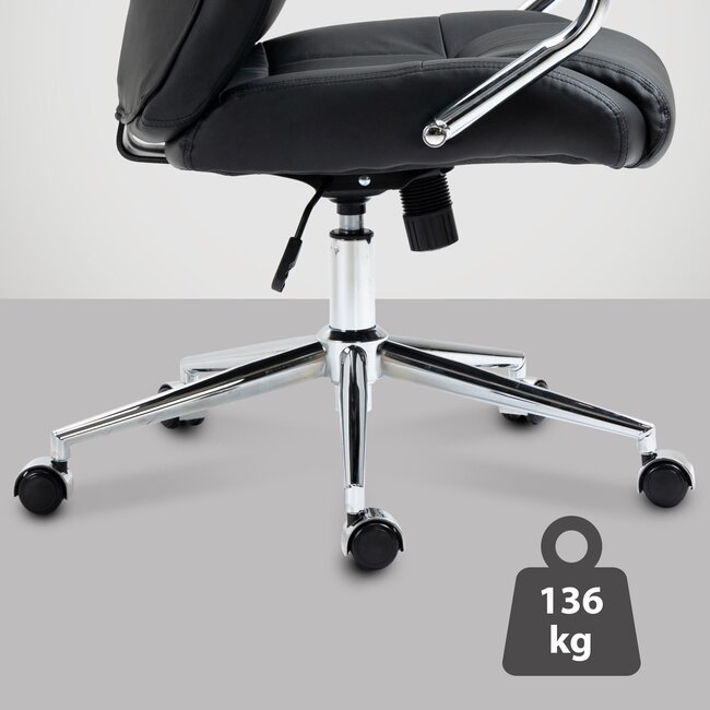 Bürostuhl Salford Echtleder – ergonomischer Drehstuhl mit Wippfunktion