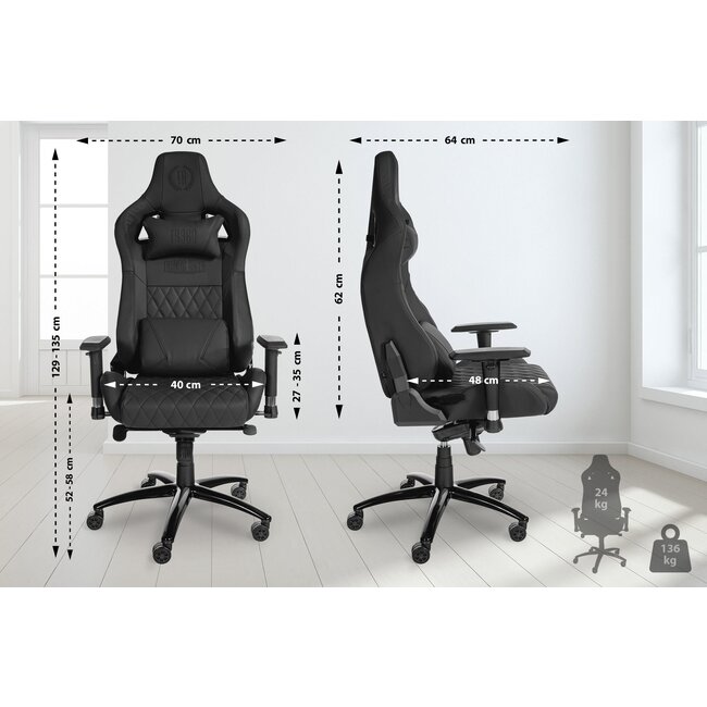 Bürostuhl Keren Echtleder Schwarz, Grau, Creme, Rot oder Braun