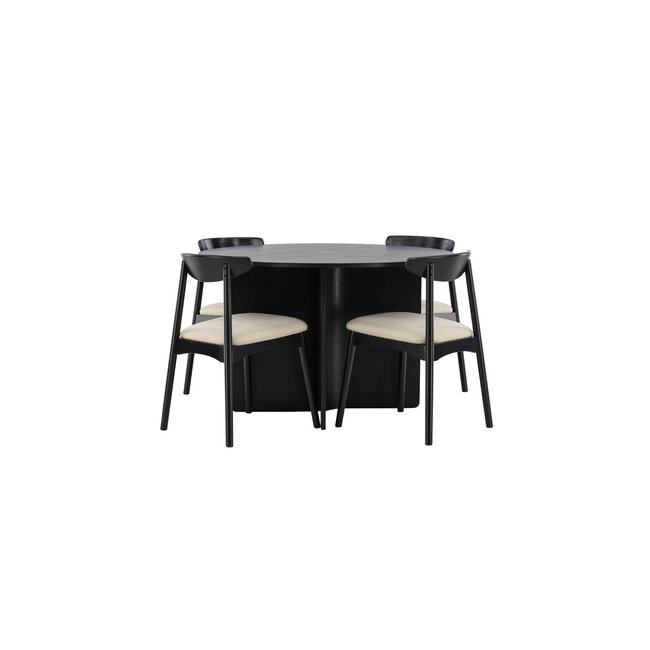 5-tlg. Essgruppe Tyresö mit Stuhl Ven Schwarz