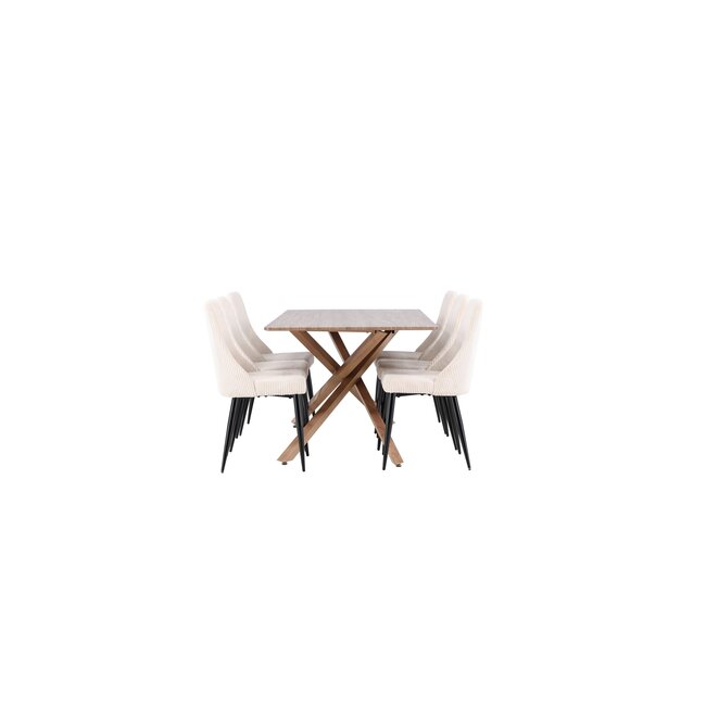 7-tlg. Piazza Esstisch mit Leone Esszimmerstuhl