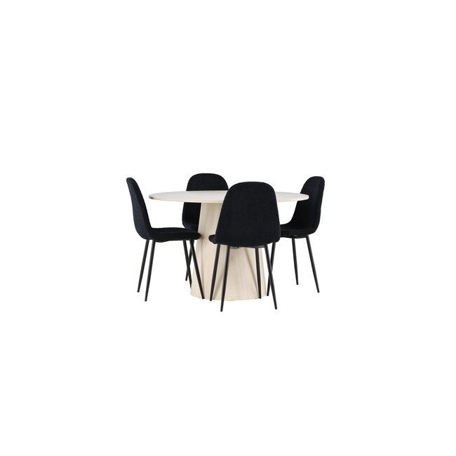 5-tlg. Lanzo Esstisch mit Polar Esszimmerstuhl Schwarz