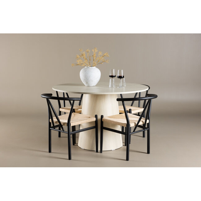 5-tlg. Lanzo Tisch & Alfons Stühle – Modern & Natürlich