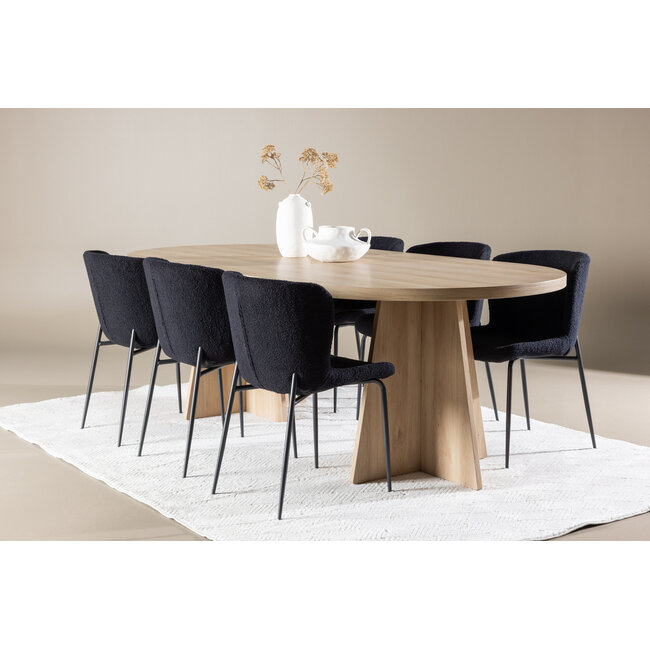 7-tlg. Bootcut Esstisch mit Modesto Esszimmerstuhl