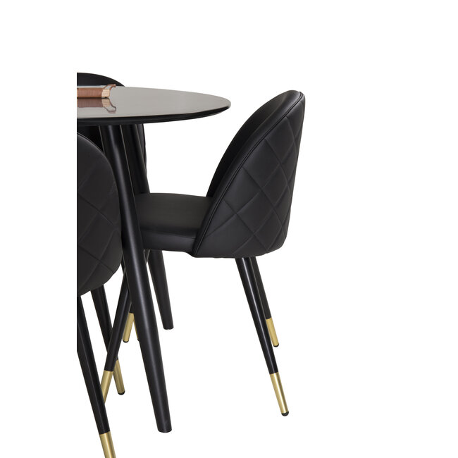 5-tlg. Esszimmer-Set Plaza mit Stühlen Velvet Schwarz/Gold