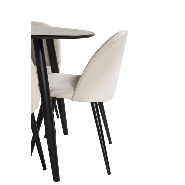 5-tlg. Esszimmer-Set Plaza mit Stühlen Velvet Creme