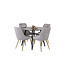 5-tlg. Esszimmer-Set Plaza mit Stühlen Velvet Deluxe Hellgrau