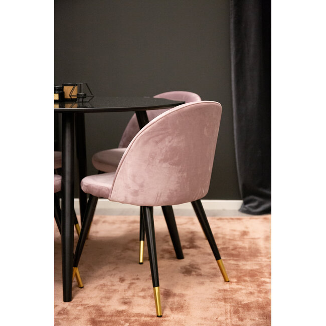 5-tlg. Esszimmer-Set Plaza mit Stühlen Velvet Pink