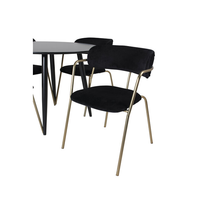 5-tlg. Esszimmer-Set Plaza mit Stühlen Arrow Schwarz