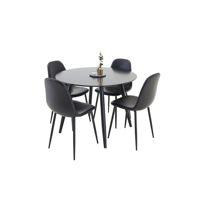 5-tlg. Esszimmer-Set Plaza mit Stühlen Polar