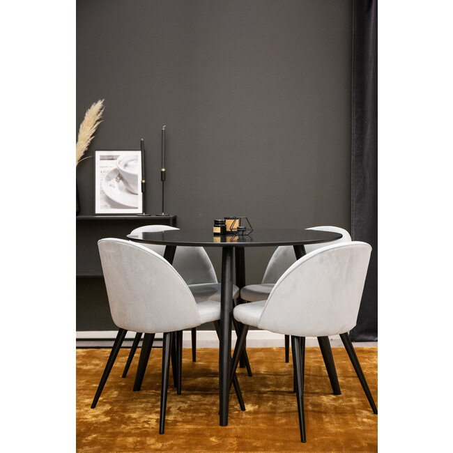 5-tlg. Esszimmer-Set Plaza mit Stühlen Velvet