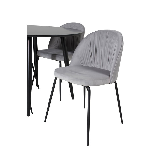 5-tlg. Esszimmer-Set Plaza mit Stühlen Wrinkles