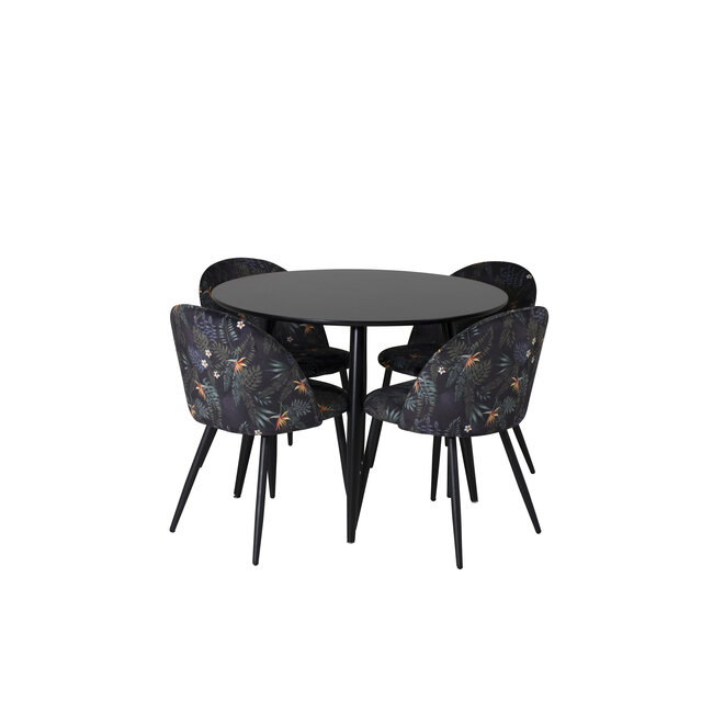 5-tlg. Esszimmer-Set Plaza mit Stühlen Velvet