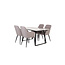 5-tlg. Marmor Esszimmer-Set Estelle mit Stühlen Comfort Grau