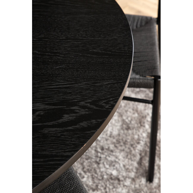 5-tlg. Esszimmer-Set Bianca mit den schwarzen Polly-Stühlen