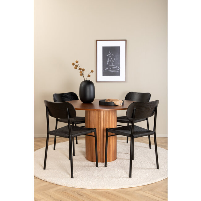 5-tlg. Esszimmer-Set Bianca mit Stühlen Polly Schwarz