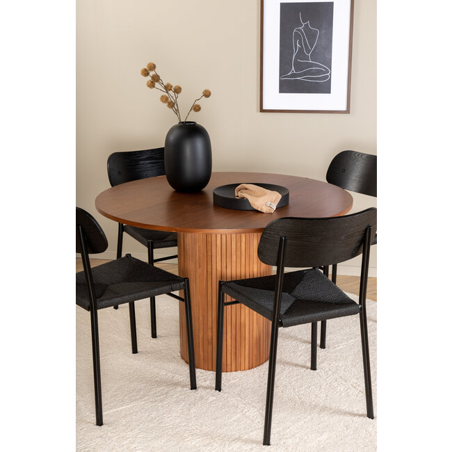 5-tlg. Esszimmer-Set Bianca mit Stühlen Polly Schwarz