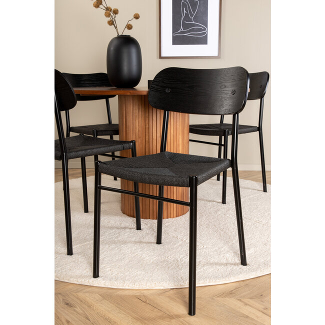 5-tlg. Esszimmer-Set Bianca mit Stühlen Polly Schwarz