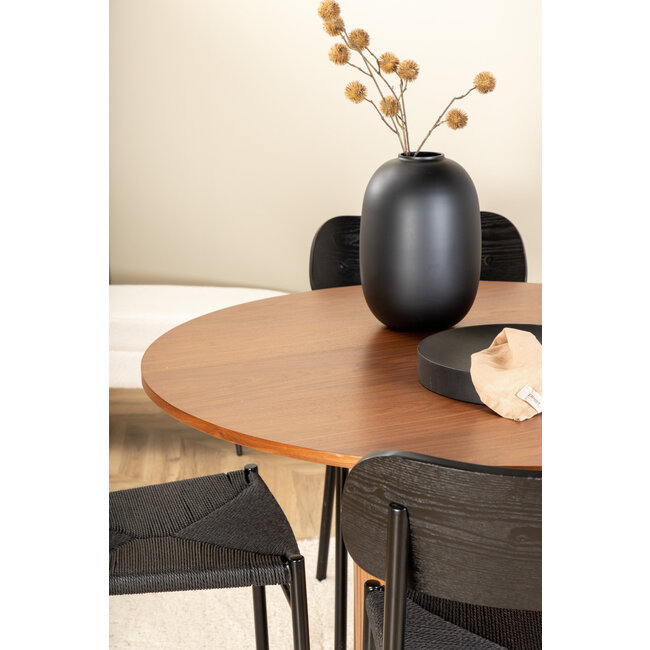 5-tlg. Esszimmer-Set Bianca mit Stühlen Polly Schwarz