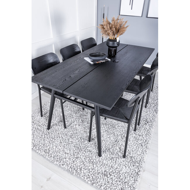 7-tlg. Esszimmer-Set Sleek mit Stühlen Polly