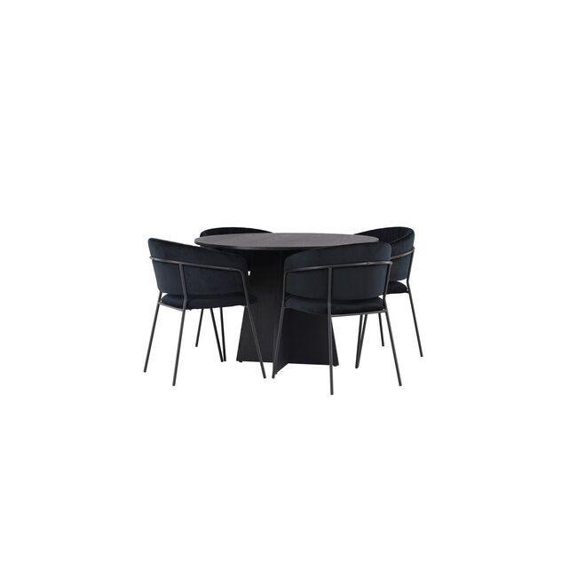 5-tlg. Esszimmer-Set Bootcut mit Stühlen Selma