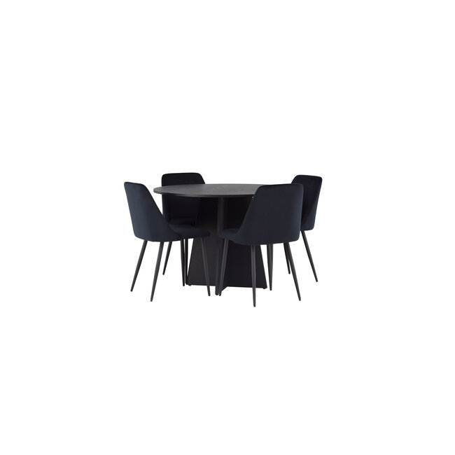 5-tlg. Esszimmer-Set Bootcut mit Stühlen Night