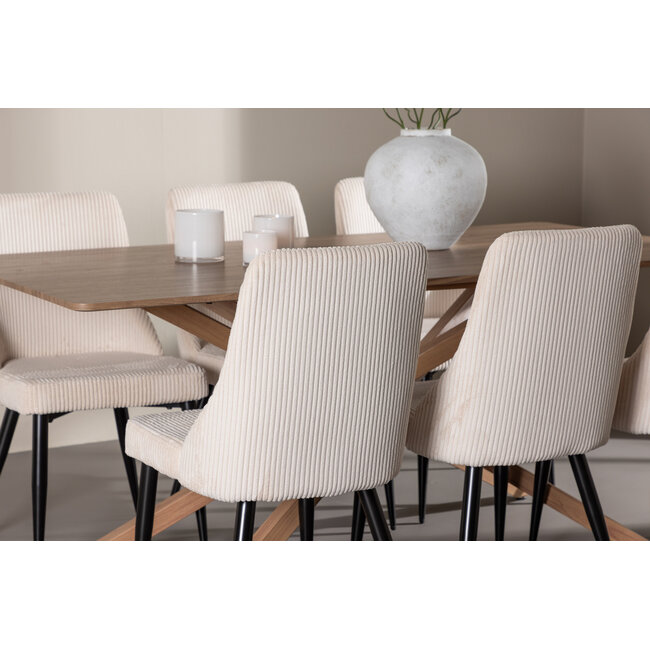 7-tlg. Piazza Esstisch mit Leone Esszimmerstuhl