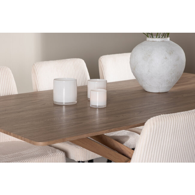 7-tlg. Piazza Esstisch mit Leone Esszimmerstuhl