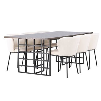 Venture Home 7-tlg. Esszimmer-Set Ystad mit Stühlen Edina