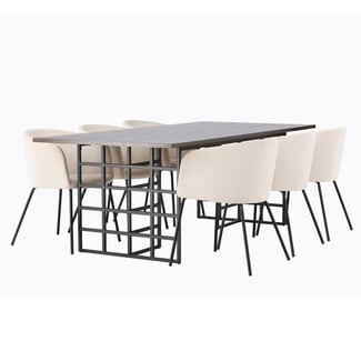 Venture Home 7-tlg. Esszimmer-Set Ystad mit Stühlen Berit