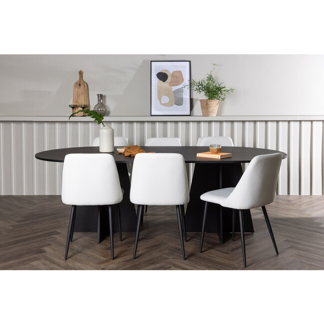 7-tlg. Esszimmer-Set Bootcut mit Stühlen Night