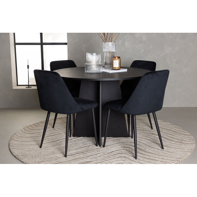 5-tlg. Esszimmer-Set Bootcut mit Stühlen Night