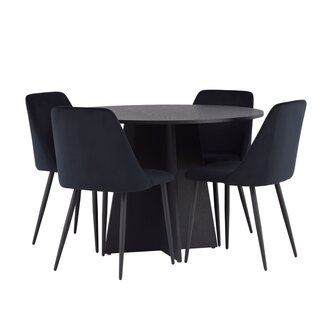5-tlg. Esszimmer-Set Bootcut mit Stühlen Night