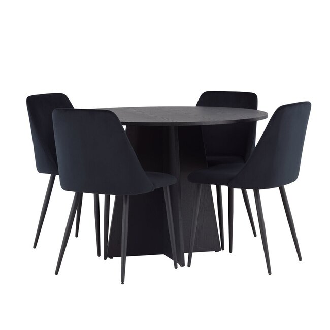5-tlg. Esszimmer-Set Bootcut mit Stühlen Night