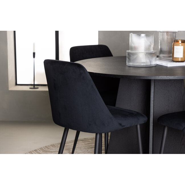 5-tlg. Esszimmer-Set Bootcut mit Stühlen Night