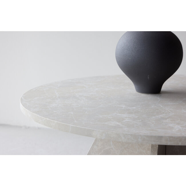 Runder Sofa-Tisch Bootcut Beige Ø80×45 cm