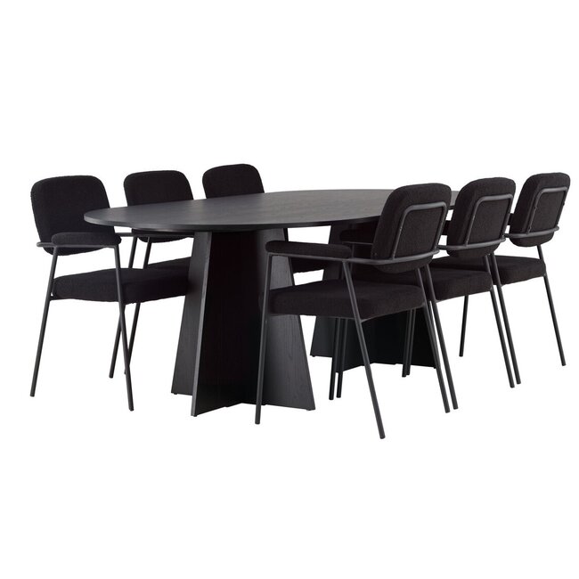 7-tlg. Esszimmer-Set Bootcut mit Stühlen Yesterday