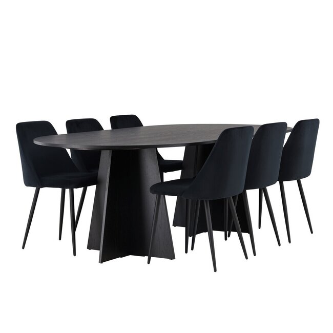 7-tlg. Esszimmer-Set Bootcut mit Stühlen Night