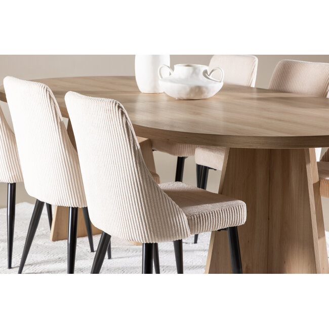 7-tlg. Bootcut Esstisch mit Leone Esszimmerstuhl