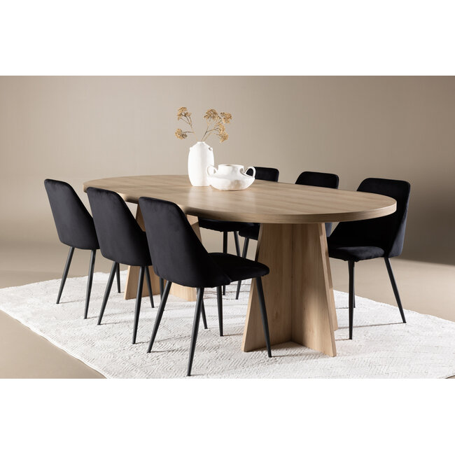 7-tlg. Bootcut Esstisch mit Night Esszimmerstuhl