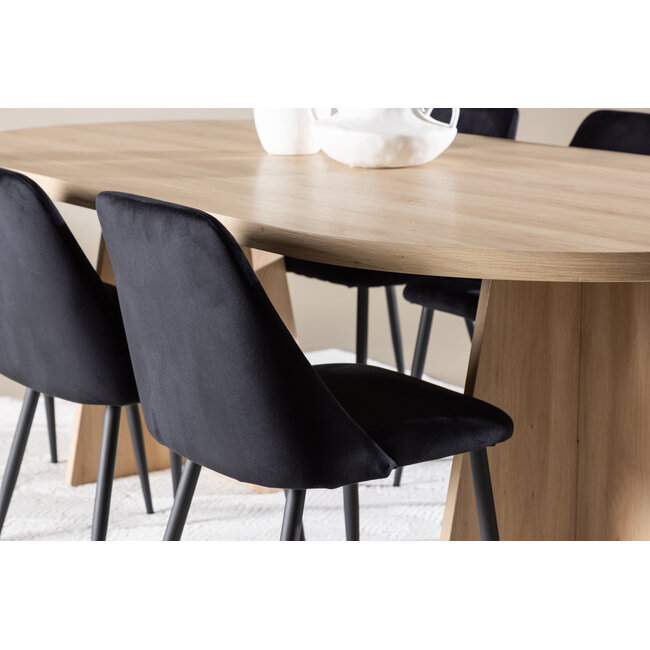 7-tlg. Bootcut Esstisch mit Night Esszimmerstuhl