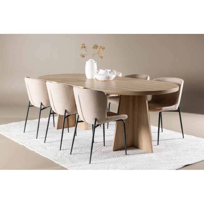 7-tlg. Bootcut Esstisch mit Modesto Esszimmerstuhl