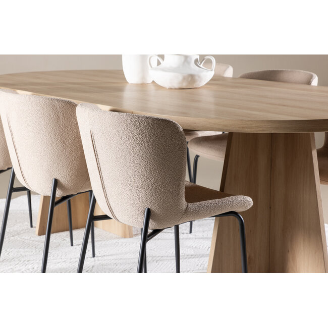 7-tlg. Bootcut Esstisch mit Modesto Esszimmerstuhl