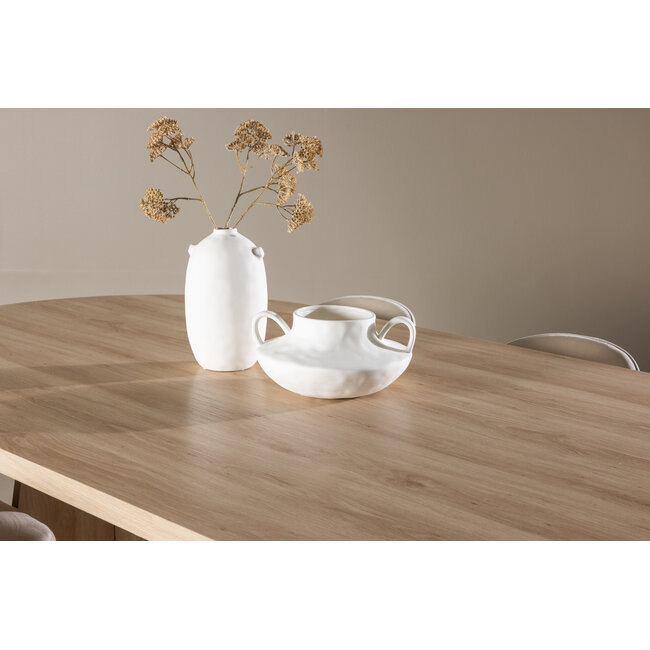 7-tlg. Bootcut Esstisch mit Velvet Esszimmerstuhl