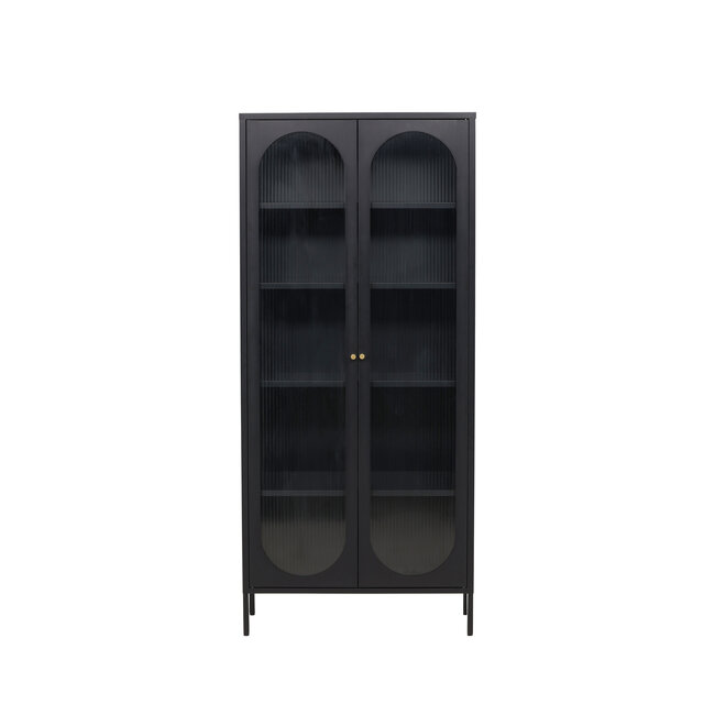 Glasschrank Lima – Industrieller Chic mit gewelltem Glas