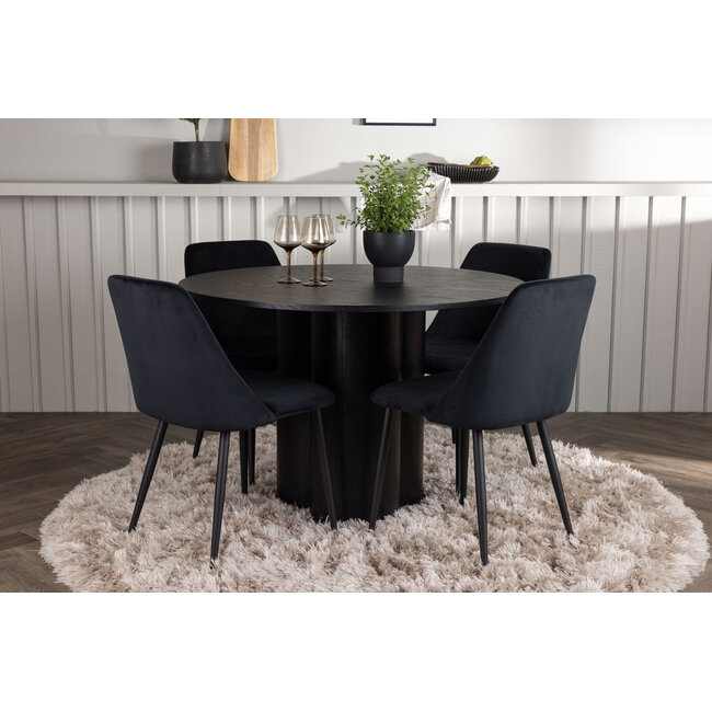 5-tlg. Esszimmer-Set Olivia mit Stühlen Night